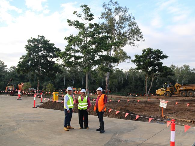 Ipswich mayor Teresa Harding, division 4 councillor Jim Madden and David Cullen at Colleges Crossing Recreation Reserve site. Picture: Ipswich CIty Council
