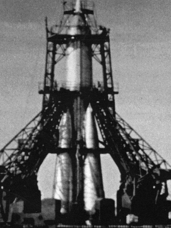 The launch of Sputnik 2 in 1957. Picture: NASA.