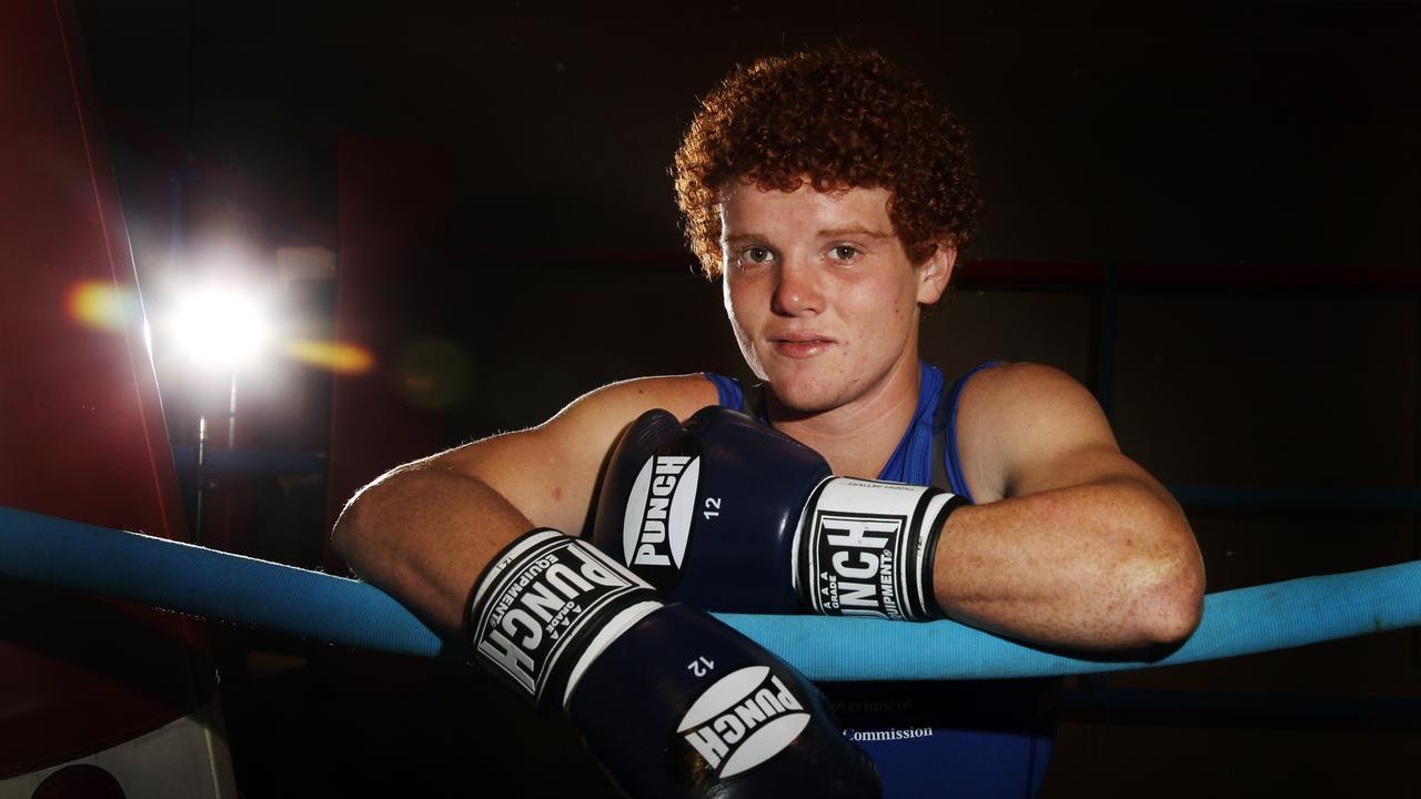 Gymnast turned boxer Billy Ward, who stands at 165cm and is just taller than a boxing bag, after the announcement of the Australian Olympic boxing team that will represent Australia at the 2012 London Olympic Games, in Sydney.