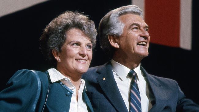 Hazel and Bob Hawke in Sydney in 1987.