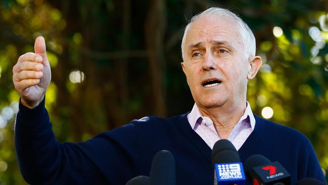 Prime Minister Malcolm Turnbull answers media questions in Sydney yesterday.