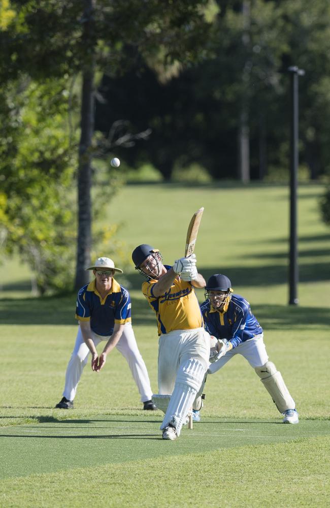 Stuart Moar bats for Northern Brothers Diggers Gold against University Bush Chooks in Toowoomba Cricket C Grade One Day semi final at Godsall St East oval, Saturday, December 9, 2023. Picture: Kevin Farmer