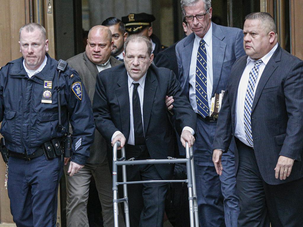 The Harvey show: By January when his rape trial began, Weinstein was stooped on a Zimmer frame to and from court. Picture: Kena Betancur