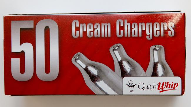 Billy Oaten stole 250 cream chargers also known as “nangs”, similar to this brand, from a delivery driver. Picture: Toby Zerna