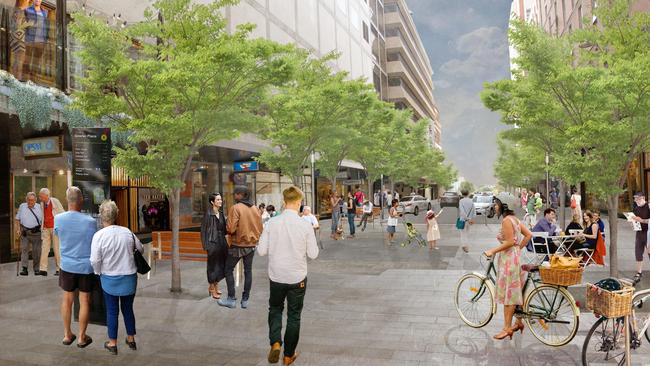 An artist’s impression of the revamped Gawler Place. Supplied: Adelaide City Council