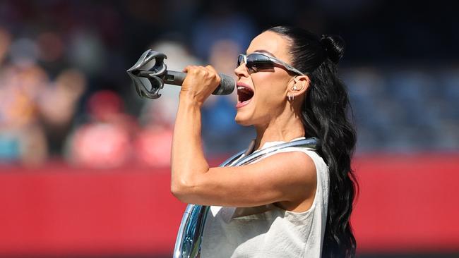 Katy Perry performs at the AFL Grand Final. Picture Lachie Millard