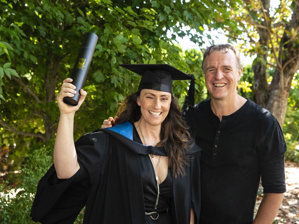 Bachelor of Sport and Exercise Science (Honours) graduate Nicole Doolan with Tomas Hamilton at the UniSQ graduation ceremony at Empire Theatres, Wednesday, December 14, 2022.