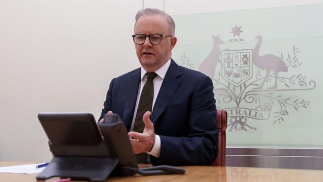 Anthony Albanese speaks to Donald Trump on Tuesday. Picture: X