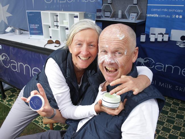 Dr Jane Rose and Richard Williams of Copacabana have a new skin care range made from camel milk. Picture: Mark Scott