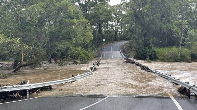 A bridge just out from Image Flat Road, near Kiamba flooded after heavy rain. Picture: Sam Furler