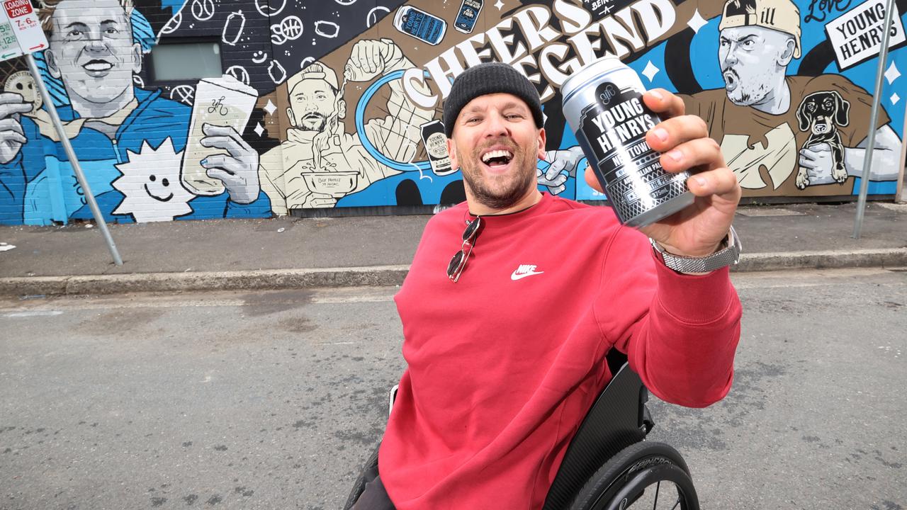 Dylan Alcott promoting Dylan Allfroth Day as part of a beer campaign. Picture: David Caird