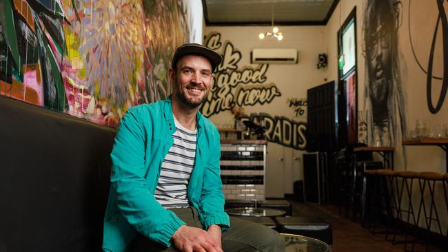 Nick White, at his bar Since I Left You, in Sydney CBD, wants the metro opened 24 hours a day in a bid to get the city’s night-life roaring. Picture: Justin Lloyd