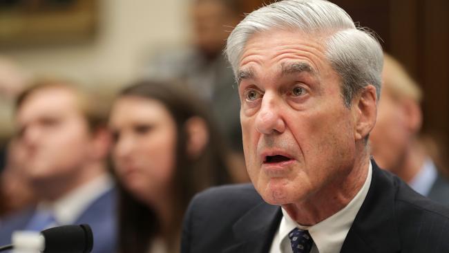 Former Special Counsel Robert Mueller testifies before the House Intelligence Committee about his report on Russian interference in the 2016 presidential election. Picture: Getty Images.