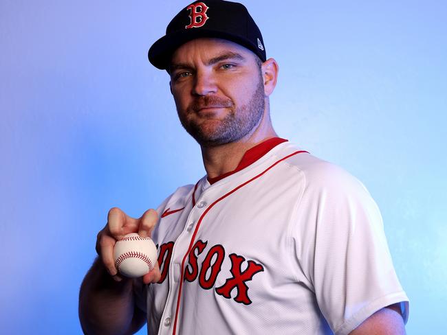 FORT MYERS, FLORIDA - FEBRUARY 20: Liam Hendriks of the Boston Red Sox poses for a portrait at JetBlue Park at Fenway South on February 20, 2024 in Fort Myers, Florida. (Photo by Elsa/Getty Images)