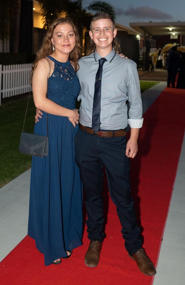Caitlyn Kitchin and Jordan Sleeman at Mackay State High School formal 2022.Picture: Michaela Harlow