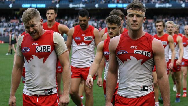 Dan Hannebery and Luke Parker after the match. Picture: Wayne Ludbey