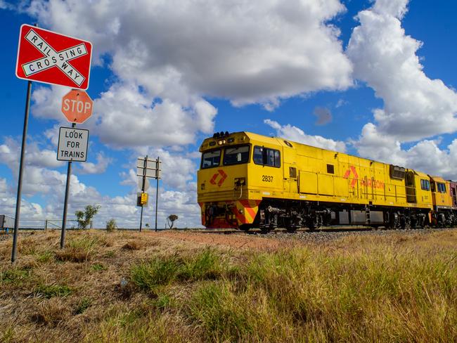 PICTURES HOLDING FOR COURIER MAIL USE ONLY -  Aurizon train near Hughenden, QLD.