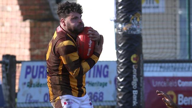 Josh Pound in action for Woodend-Hesket. Picture: Hamish Blair