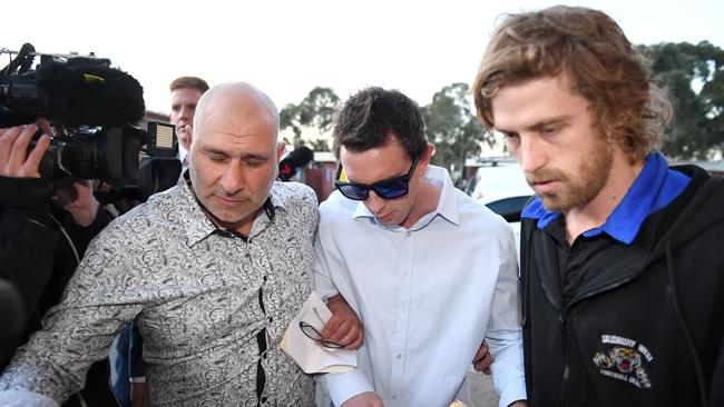 The life ban of Salisbury West captain Adam Jones (pictured centre) was one of the league’s incidents that made headlines in 2018. Picture: Brad Fleet