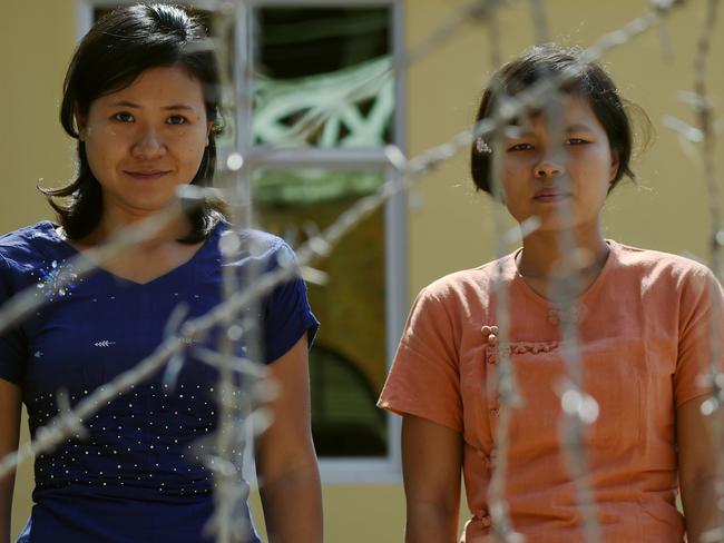 Arrested ... Myanmar students, Khaing Mar Nyein, 29, (L) law graduate and Phyu Phyu Khaing, 22, (R) math major, are detained. Picture: AFP