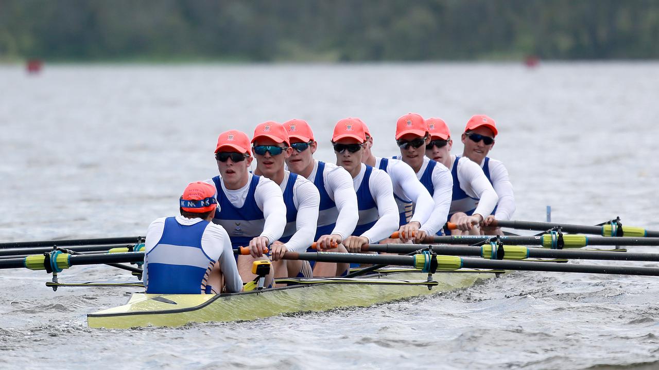 Churchie open eight division 1 at the GPS Head of the River, Lake Wyaralong. Picture: Sarah Marshall/AAP