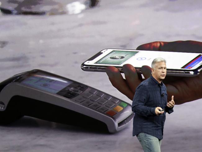 Phil Schiller, Apple's senior vice president of worldwide marketing, announces features of the new iPhone X. Picture: AP