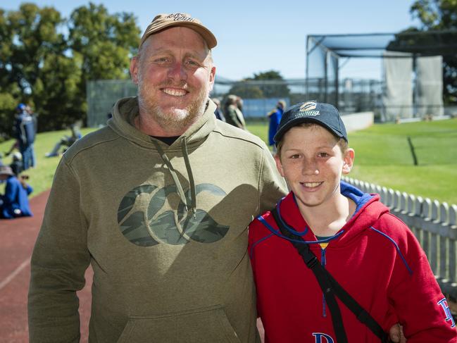 Andrew Christensen and son Jed Christensen on Grammar Downlands Day at Toowoomba Grammar School, Saturday, August 19, 2023. Picture: Kevin Farmer