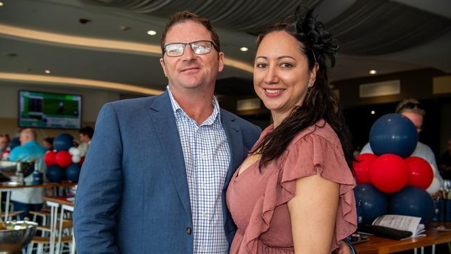 Anita Toll and James Dunleavy at the 2024 Darwin Guineas kicking off the Darwin Cup Carnival. Picture: Pema Tamang Pakhrin