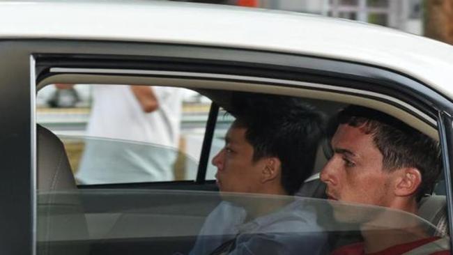 German national Andreas Von Knorre arrives to the state court in Singapore where he was sentenced to caning by the rattan for vandalising trains. Picture: AFP