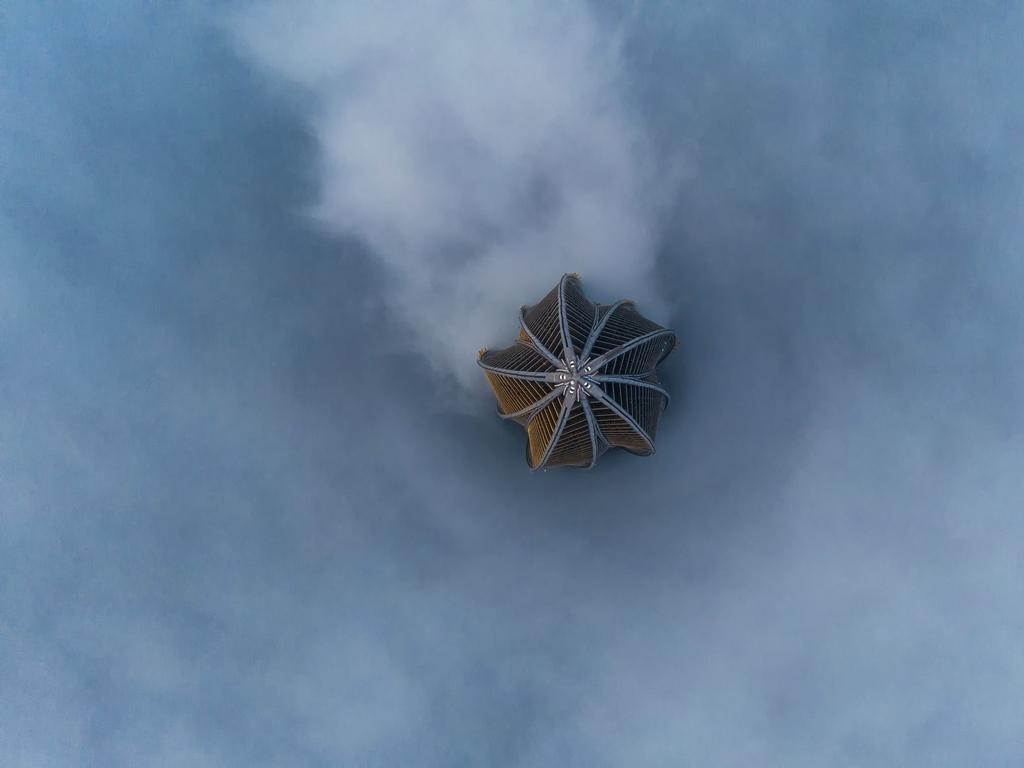 St Petersburg’s tallest skyscraper shrouded in clouds from above. Picture: Yuriy Stolypin/Royal Meteorological Society/Media Drum/Australscope