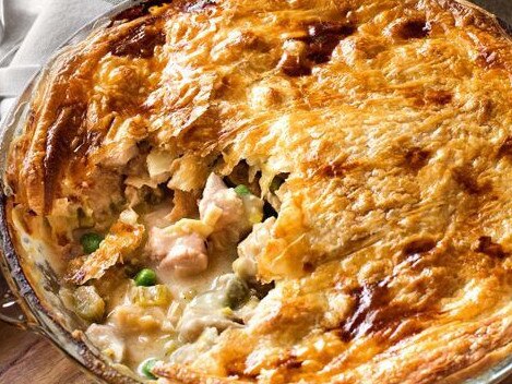 Chicken and leek pie.