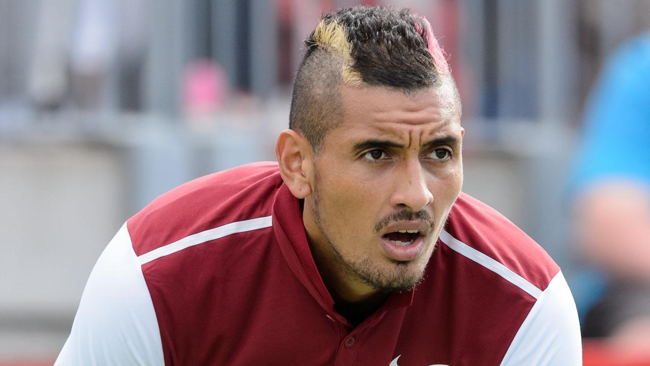 MONTREAL, ON - AUGUST 13: Nick Kyrgios of Australia looks on during his match against John Isner of the USA on day four of the Rogers Cup at Uniprix Stadium on August 13, 2015 in Montreal, Quebec, Canada. John Isner defeated Nick Kyrgios 7-5, 6-3. Minas Panagiotakis/Getty Images/AFP == FOR NEWSPAPERS, INTERNET, TELCOS & TELEVISION USE ONLY ==