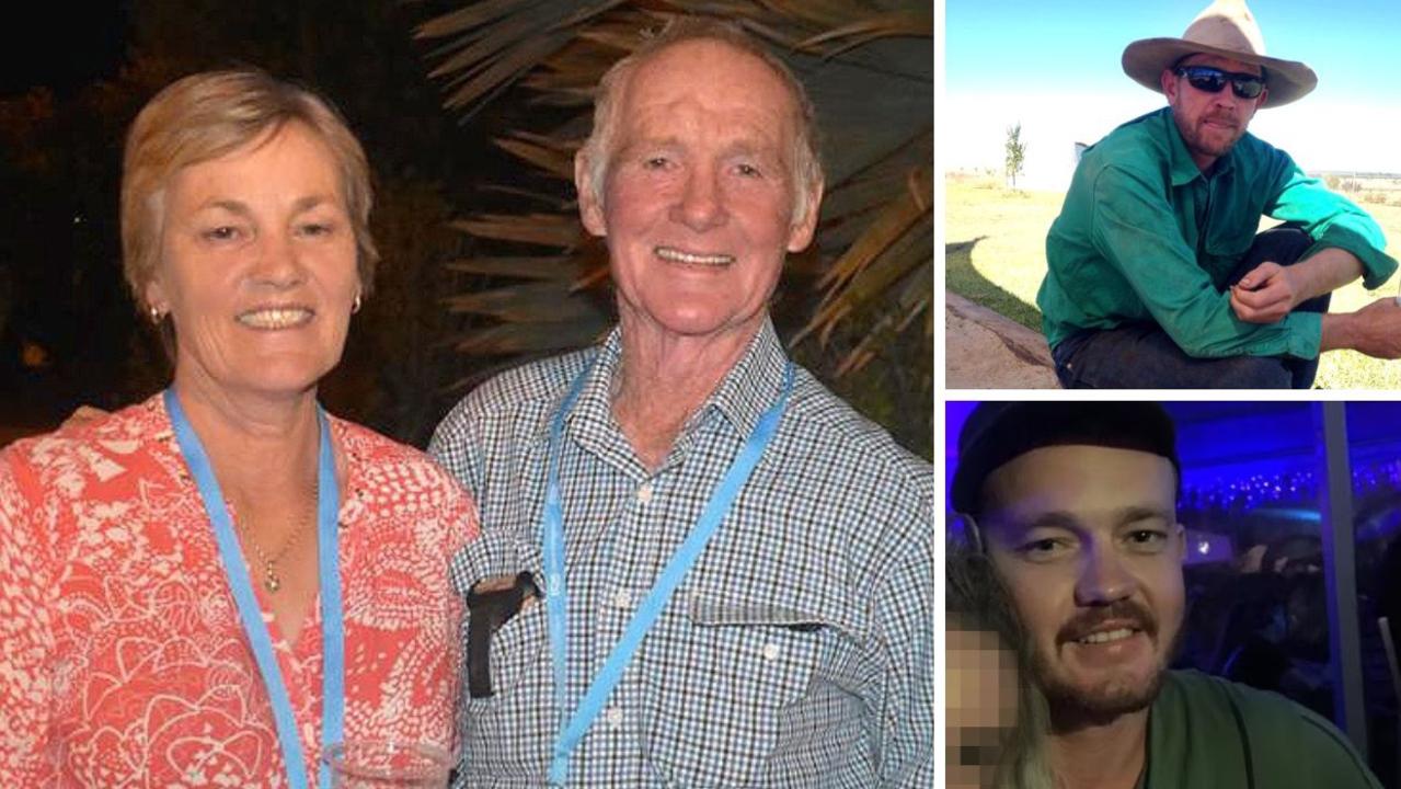 Maree and Merv Schwarz and Graham Tighe (top right) all died after a shooting at a Bogie property west of Mackay. Ross Tighe (bottom right) survived a gunshot wound to the stomach after undergoing emergency surgery.