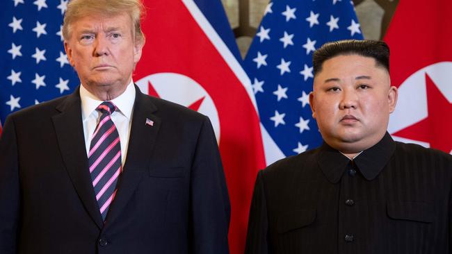 Mr Trump cut the summit short when he realised Kim was not going to agree to full denuclearisation. Picture: Saul Loeb/AFP