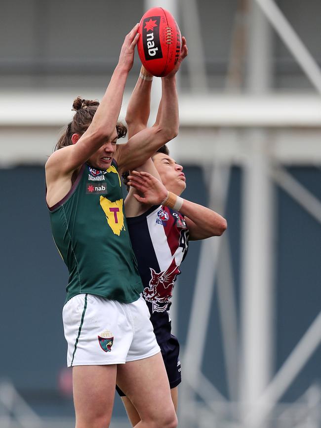 Tasmania Devils Sam Collins during the game against Sandringham Dragons Invermay Park. PICTURE CHRIS KIDD