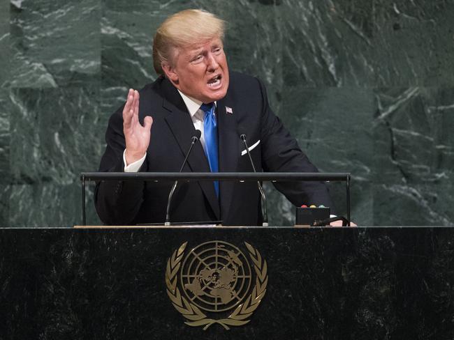 Mr Trump’s address to the UN General Assembly last week took aim at North Korea and Iran’s nuclear development. Picture: Drew Angerer/Getty Images/AFP