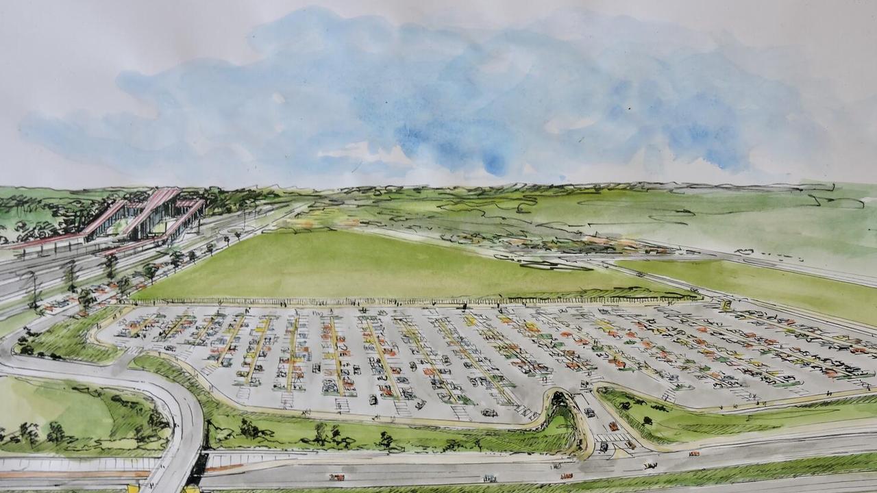 Artist's impressions of planned commuter car park at Schofields station in Sydney’s north west. The Federal Government has come under criticism for funding the car parks which have overwhelmingly been selected for building in Coalition seats. Picture: Supplied