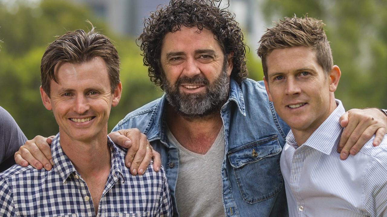 Anthony Hudson with former SEN colleagues Garry Lyon and Nick Dal Santo. Picture: Valeriu Campan