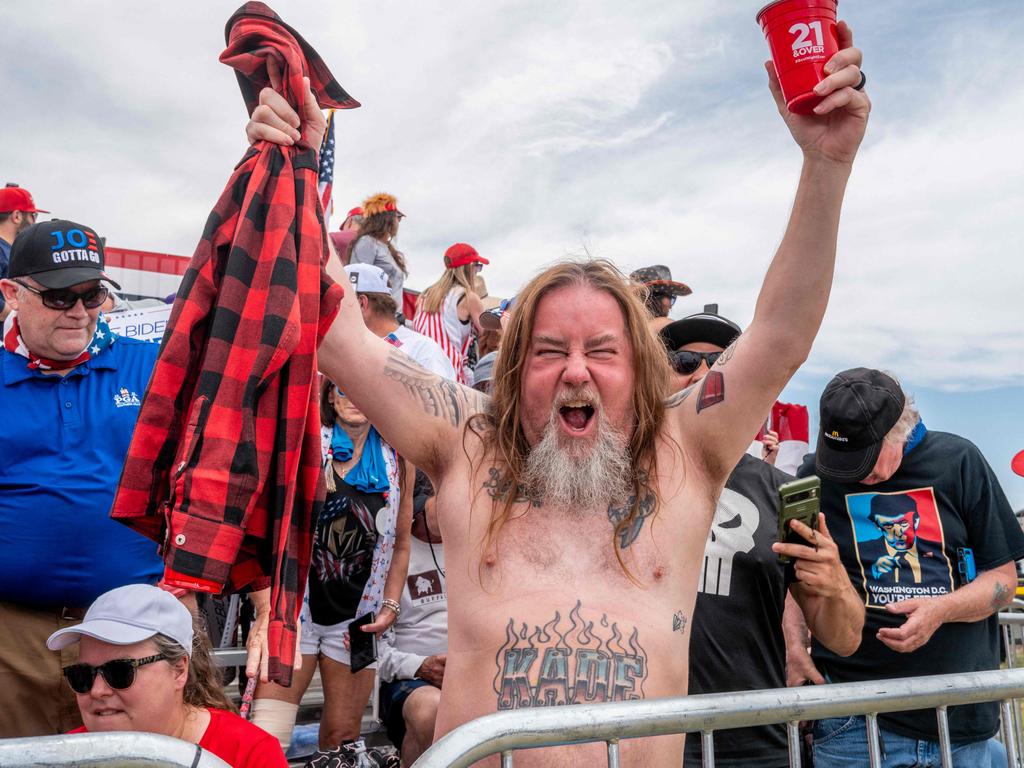 Trump supporters braved the heat to attend the rally. Picture: Getty/AFP