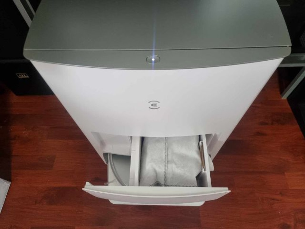 The dustbin and disposable dust bag for the DEEBOT T20 Omni. Picture: news.com.au/Tahnee-Jae Lopez-Vito.