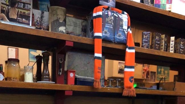 The GWS scarf is proudly hanging in Pellegrini’s Espresso Bar.