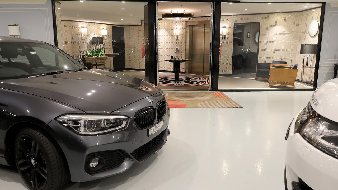 There’s plenty of room for a luxury car or six at Ian Malouf’s luxury Sydney apartment. Picture: Toby Zerna