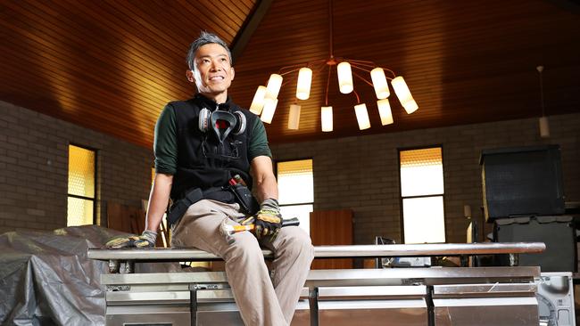 Owner of Masaaki's Sushi in Geeveston, Masaaki Koyama, inside his soon to be sushi restaurant which was formerly a church. Picture: Zak Simmonds