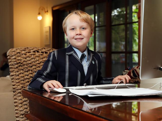 Charlie Morrison, 7, is one of many people at home using the internet. Picture: Richard Dobson