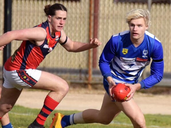 Action from the Mount Barker and Echunga Hills Football League clash on Saturday, July 18 2020. Picture: Andrew Ausserlechner