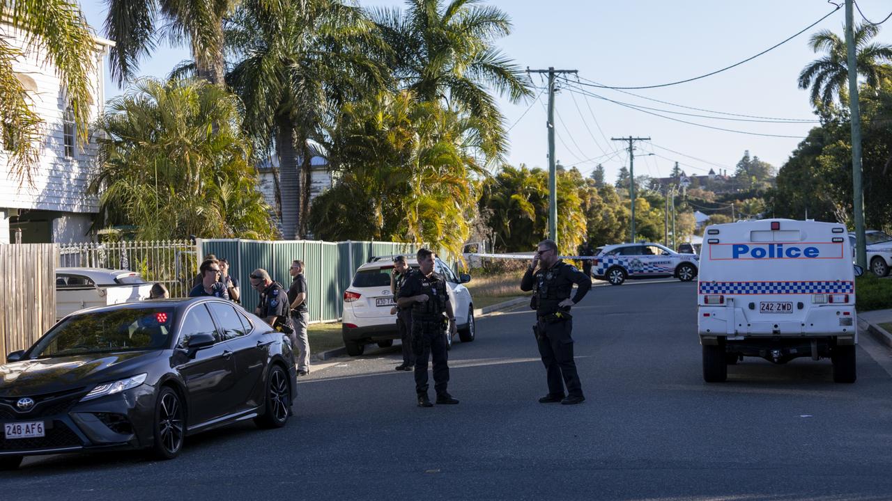 Police at the scene of an alleged homicide in West Street, Allenstown, on August 21, 2022. Police were called at about 3:50pm to the residence where the body of a woman was located inside the property. A crime scene has been declared to investigate the death, which is being treated as suspicious.? A 35-year-old man is currently speaking with police.