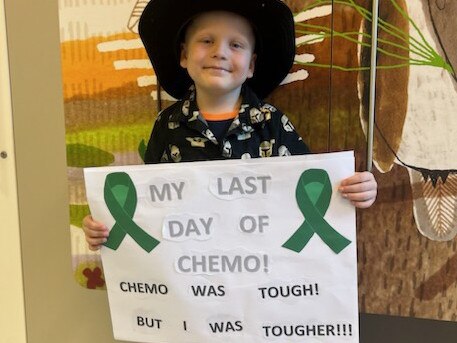 Kobi’s poster to celebrate his last day of chemo. Picture: Supplied