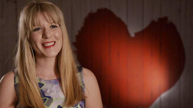 Me in front of the famous First Dates red heart. Picture: Channel 7