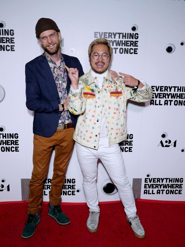 Daniel Scheinert and Dan Kwan attend the premiere of Everything Everywhere All At Once (Photo by Leon Bennett/Getty Images)