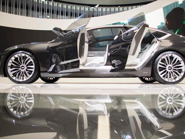 (FILES) This file photo taken on January 9, 2017 shows The Cadillac Escala concept car on display at the 2017 North American International Auto Show in Detroit, Michigan. The expansive exhibit floor of the Detroit auto show is full of the latest offerings from car companies hoping to woo American consumers. But can you tell one from another? Sure, there are luxury vehicles from brands such as BMW, Alpha Romeo, Mercedes and Cadillac, unreachable for most consumers. And then there are the designer cars from brands like start-up VLF, and even Volkswagen with its futuristic reimagining of its beloved minibus, electrified and automated. / AFP PHOTO / Geoff Robins